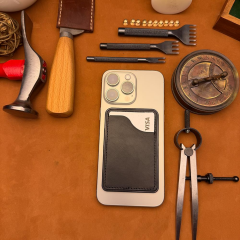 BİDERİ KYBELE HAKİKİ DERİ YAPIŞKANLI KARTLIK ANTRASİT