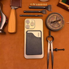 BİDERİ KYBELE HAKİKİ DERİ YAPIŞKANLI KARTLIK LACİVERT