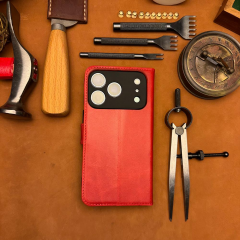 BİDERİ PATARA IPHONE 17 PRO MAX HAKİKİ DERİ CÜZDAN KILIF KIRMIZI