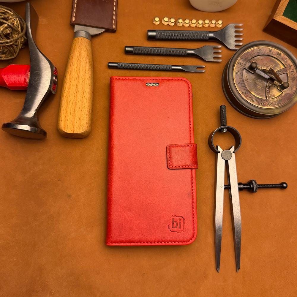 BİDERİ PATARA IPHONE 17 PRO HAKİKİ DERİ CÜZDAN KILIF KIRMIZI