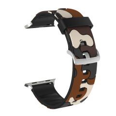 E2M Apple Watch 38-40-41mm KRD-24 Kamuflaj Kahverengi Kordon