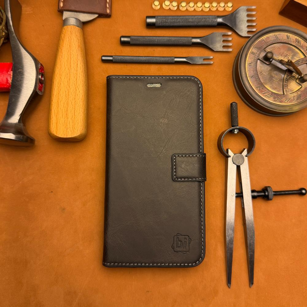 BİDERİ PATARA IPHONE 17 PRO HAKİKİ DERİ CÜZDAN KILIF ANTRASİT