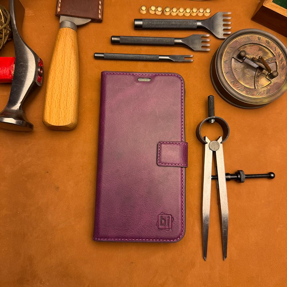 BİDERİ PATARA IPHONE 17 PRO HAKİKİ DERİ CÜZDAN KILIF MOR