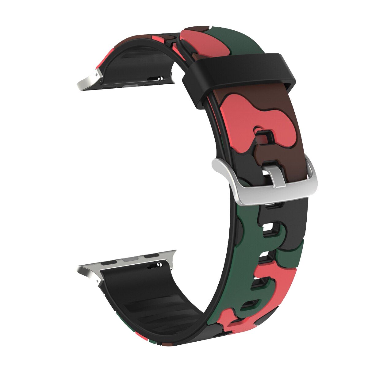 E2M Apple Watch 38-40-41mm KRD-24 Kamuflaj Kırmızı Kordon