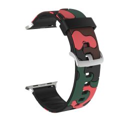 E2M Apple Watch 38-40-41mm KRD-24 Kamuflaj Kırmızı Kordon