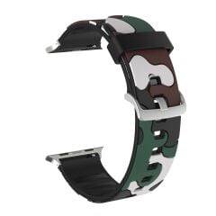 E2M Apple Watch 38-40-41mm KRD-24 Kamuflaj Koyu Yeşil Kordon