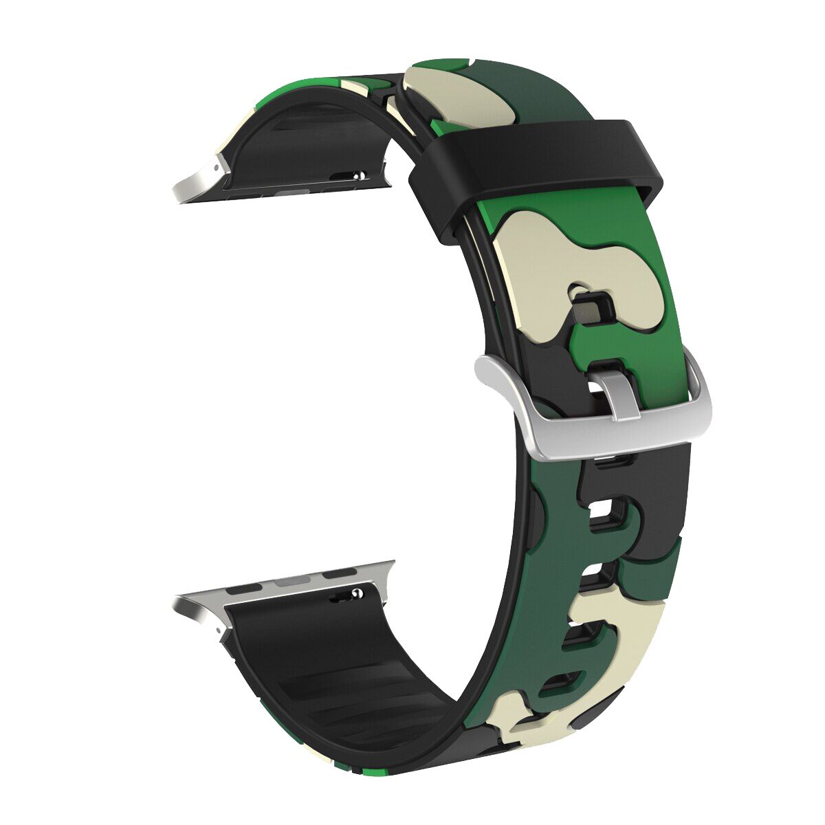 E2M Apple Watch 42-44-45-46-49mm KRD-24 Kamuflaj Yeşil Kordon