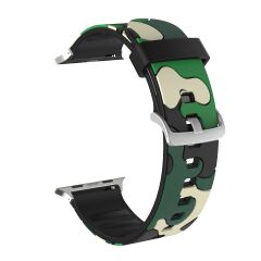 E2M Apple Watch 42-44-45-46-49mm KRD-24 Kamuflaj Yeşil Kordon