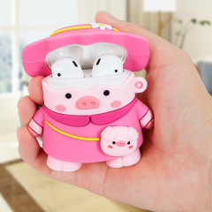 E2M AIRPODS 1-2 KILIF ŞAPKALI DOMUZCUK PEMBE