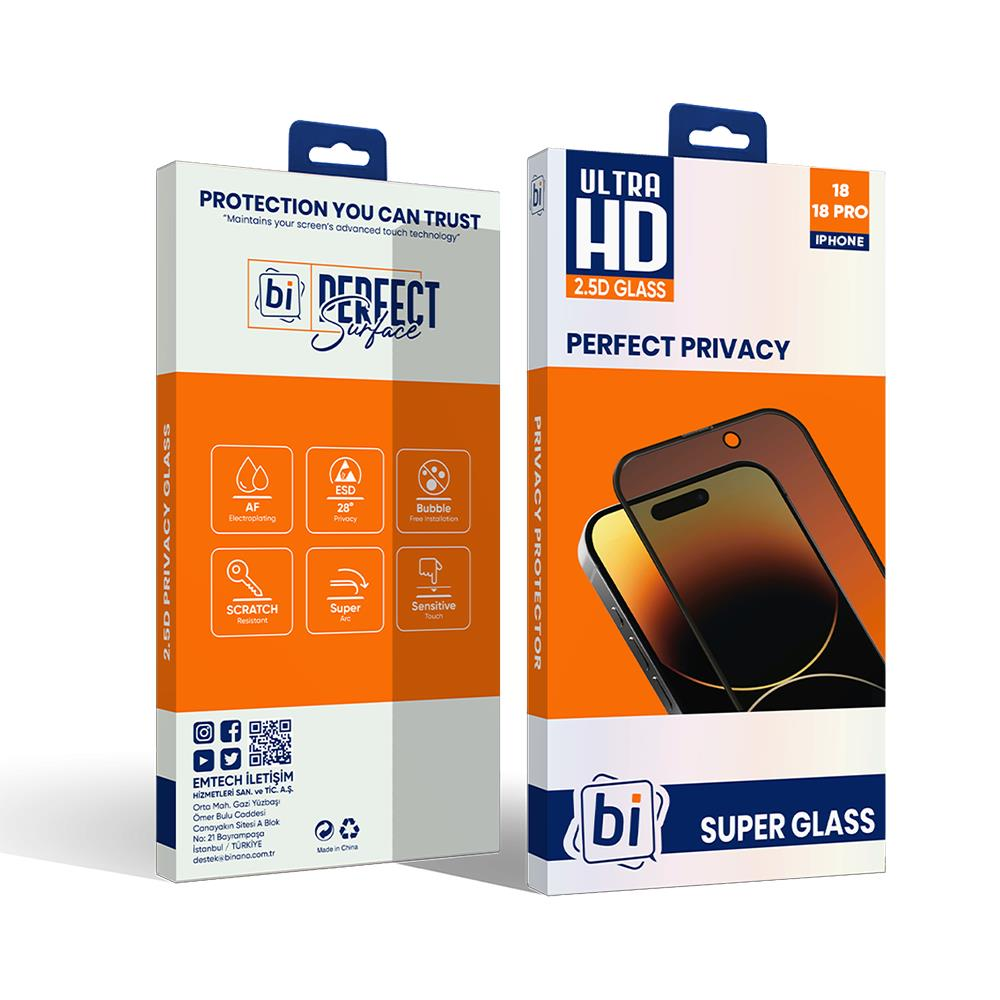 Bİ 2,5D PRIVACY SUPER GLASS IPHONE 18/18 PRO EKRAN KORUYUCU