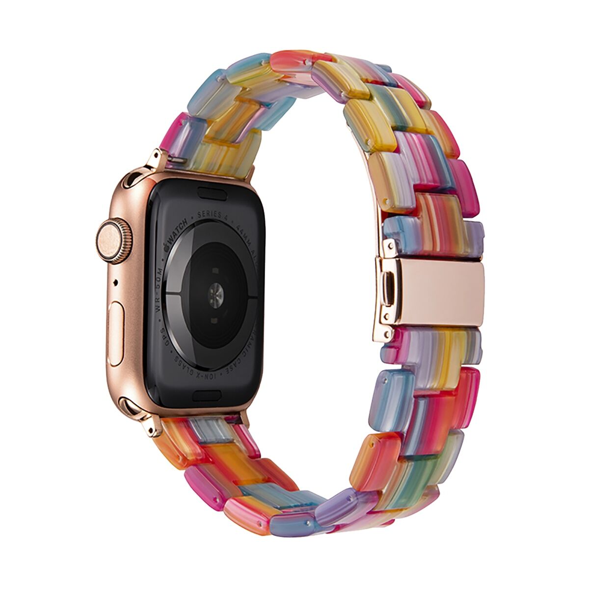 E2M Apple Watch 42-44-45-46-49mm KRD-25 Resin Gökkuşağı Kordon