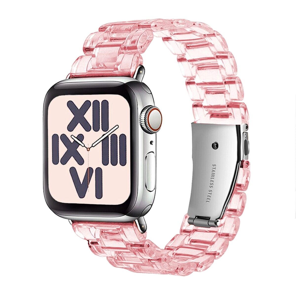 E2M Apple Watch 42-44-45-46-49mm KRD-22 Candy Toz Pembe Kordon