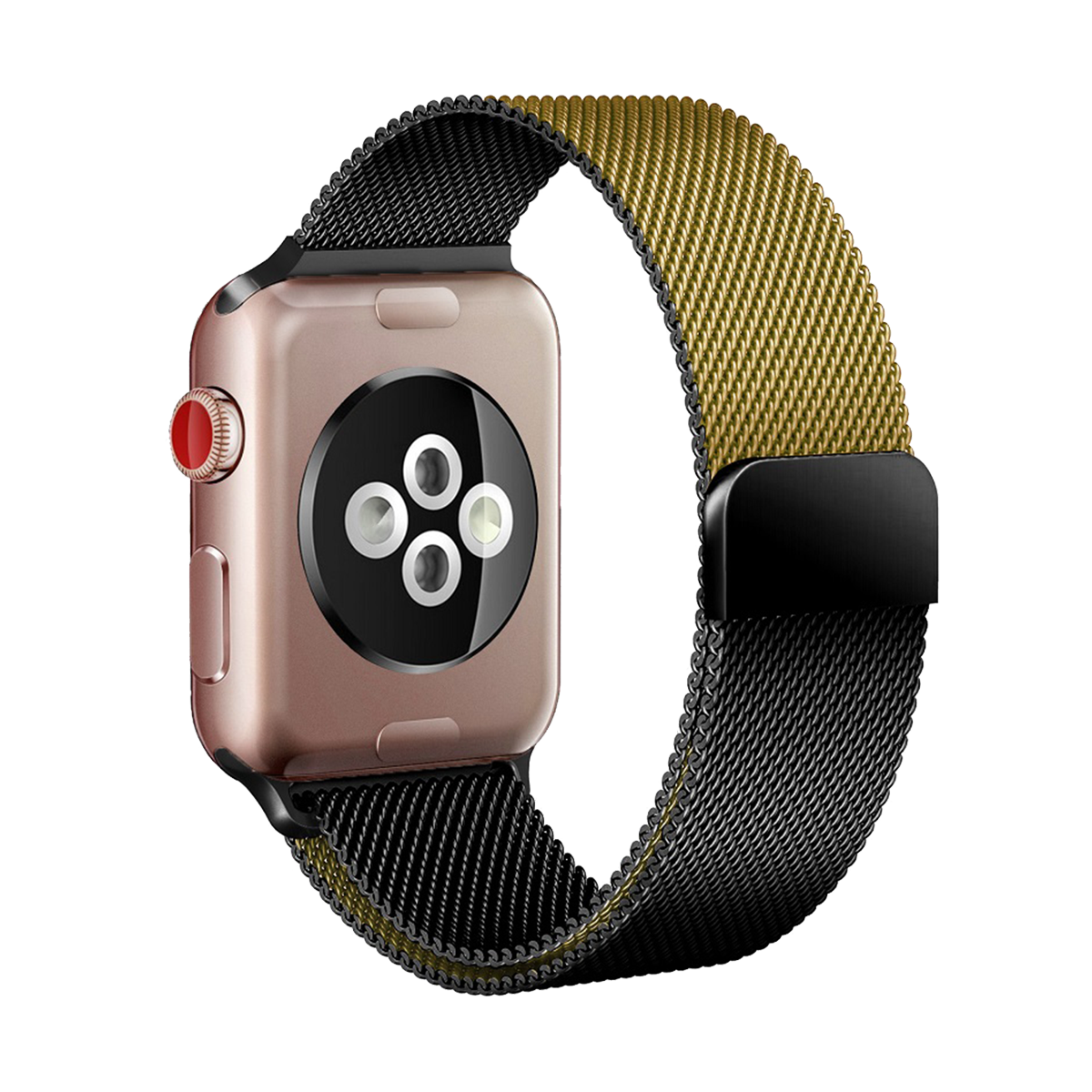 E2M APPLE WATCH 38-40-41MM KRD-02 CIFT RENKLI METAL HASIR ALTIN KORDON