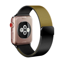 E2M APPLE WATCH 38-40-41MM KRD-02 CIFT RENKLI METAL HASIR ALTIN KORDON