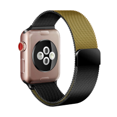 E2M APPLE WATCH 38-40-41MM KRD-02 CIFT RENKLI METAL HASIR ALTIN KORDON