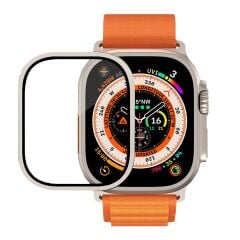 BİNANO APPLE WATCH ULTRA 49MM METAL ÇERÇEVELİ EKRAN KORUYUCU TURUNCU