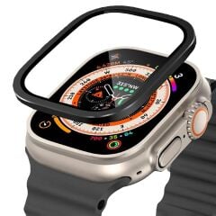 BİNANO APPLE WATCH ULTRA 49MM METAL ÇERÇEVELİ EKRAN KORUYUCU SİYAH