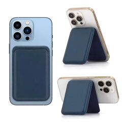 BİDERİ MAGSAFE STANDLI DERİ CÜZDAN SİYAH