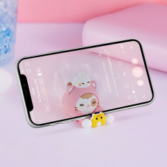 E2M SEVİMLİ KEDİ ANAHTARLIKLI TELEFON STANDI PEMBE