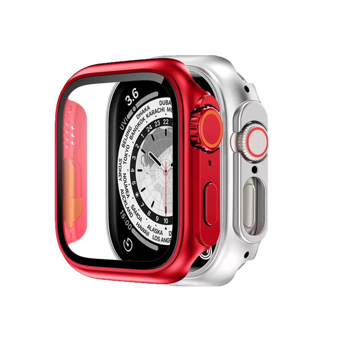 BİNANO APPLE WATCH 45MM ULTRA DÖNÜŞTÜRÜCÜ KIRMIZI KASA VE EKRAN KORUYUCU