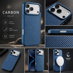BİKAPAK MAGCARBON IPHONE 18 PRO/17 PRO AÇIK MAVİ KAPAK