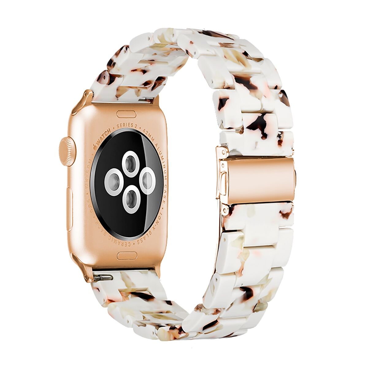 E2M Apple Watch 42-44mm KRD-25 Resin Kirli Beyaz Kordon