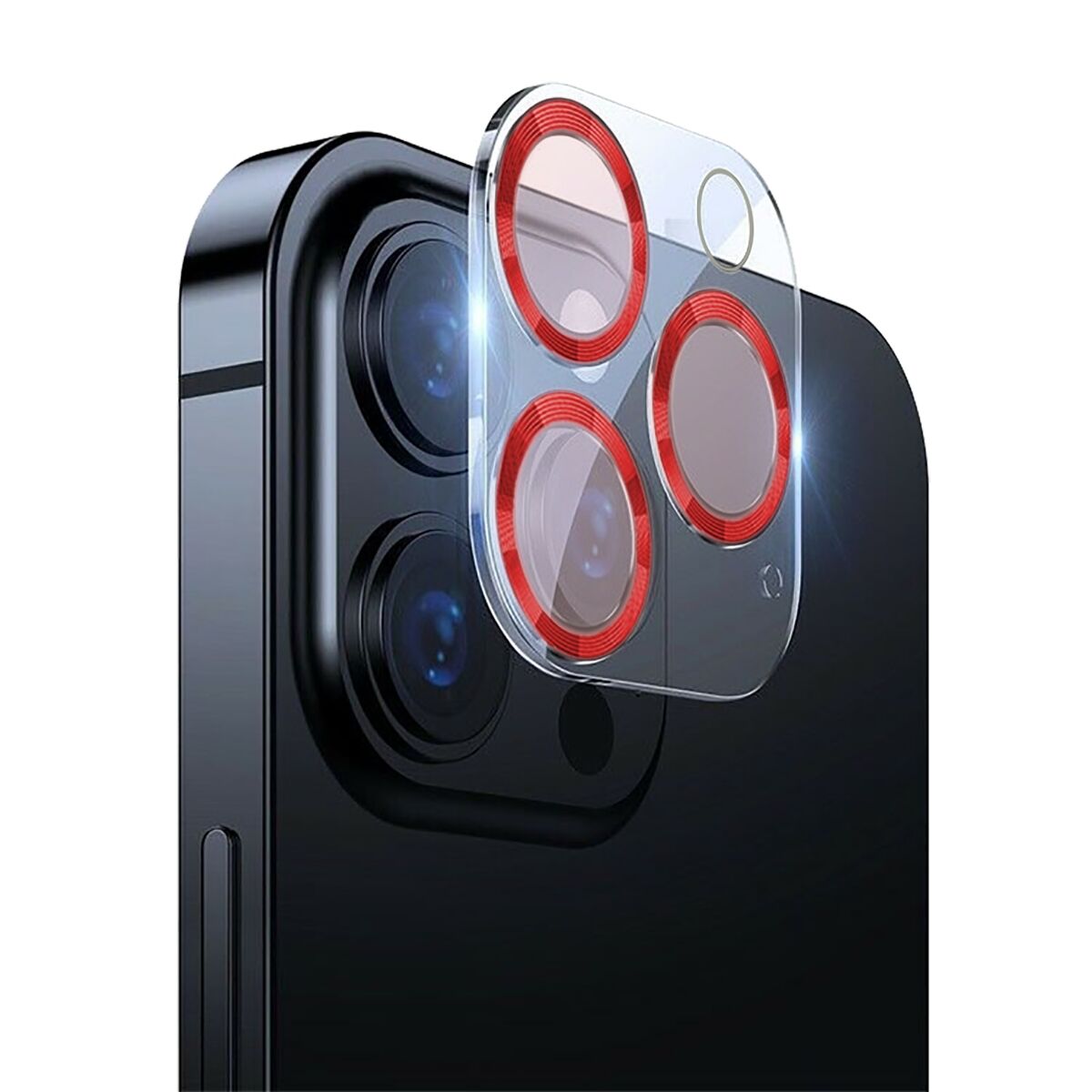BİNANO IPHONE 12 PRO MAX 3D PRO KIRMIZI CAMERA KORUYUCU