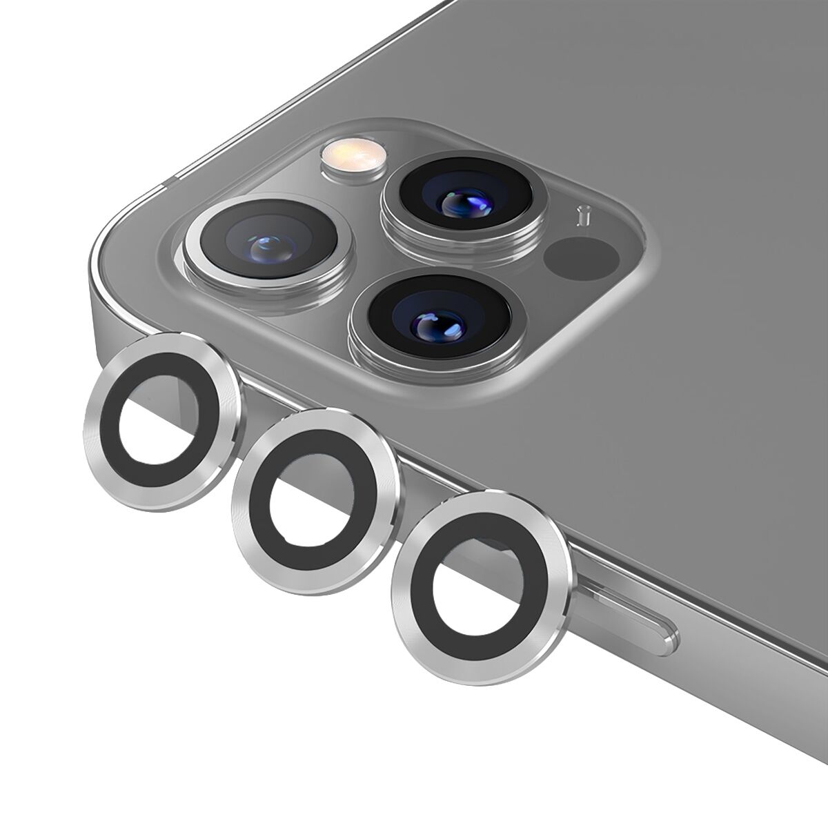 BİNANO METAL RİNG IPHONE 12 PRO MAX KAMERA KORUYUCU SİLVER