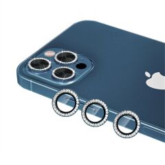 Binano Iphone 13 Pro/13 Pro Max Taşlı Mavi Kamera Koruyucu