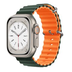 E2M APPLE WATCH 38-40-41MM KRD-28 OCEAN ÇİFT RENKLİ HAKİ KORDON