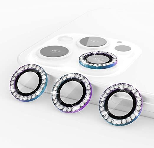 Binano Iphone 11 Pro/11 Pro Max/12 Pro Taşlı Gökkuşağı Kamera Koruyucu