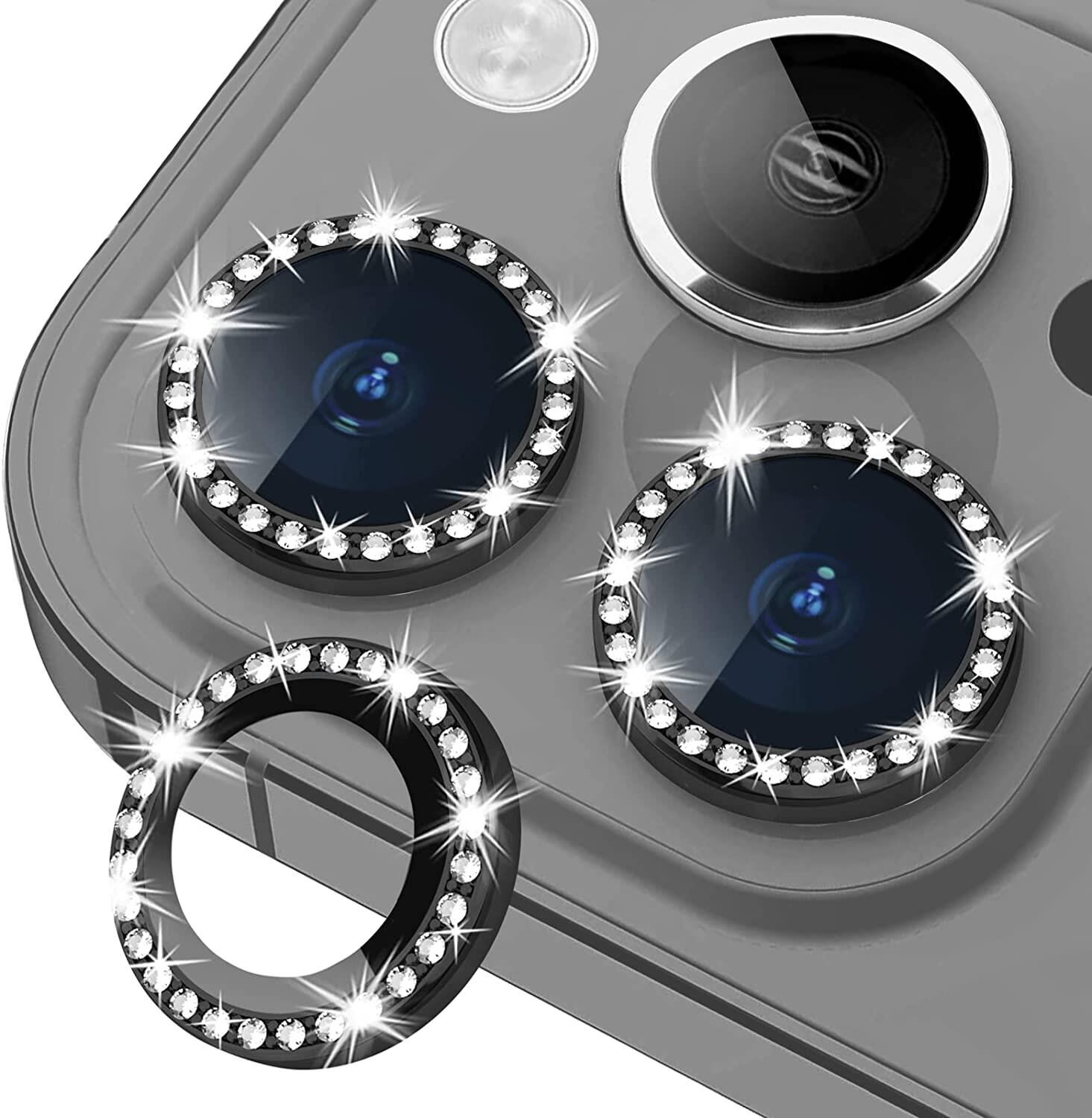 Binano Iphone 13/13 Mini Taşlı Siyah Kamera Koruyucu