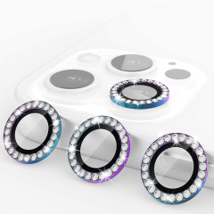 Binano Iphone 13 Pro/13 Pro Max Taşlı Gökkuşağı Kamera Koruyucu