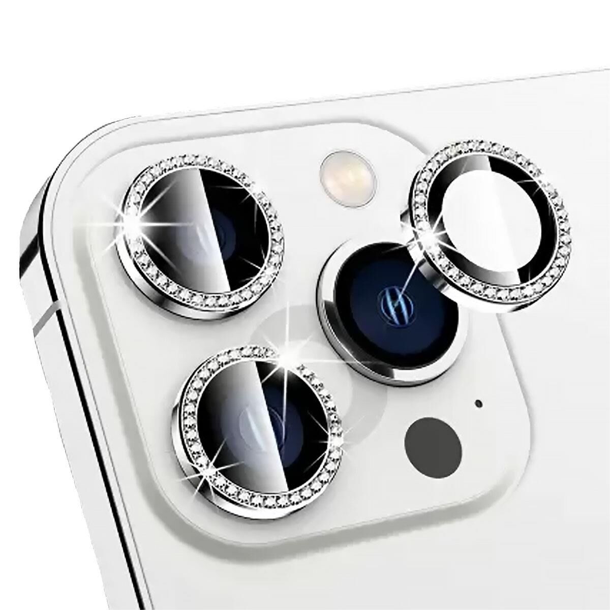BİNANO IPHONE 14 PRO/14 PRO MAX TAŞLI SİLVER KAMER