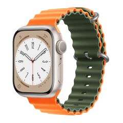 E2M APPLE WATCH 38-40-41MM KRD-28 OCEAN ÇİFT RENKLİ TURUNCU KORDON