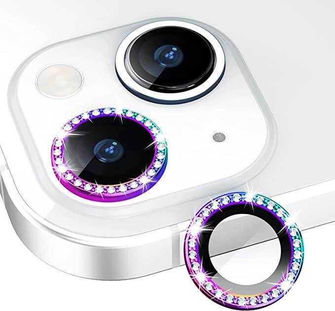 Binano Iphone 13/13 Mini Taşlı Gökkuşağı Kamera Koruyucu