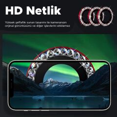 Binano Iphone 13/13 Mini Taşlı Gökkuşağı Kamera Koruyucu