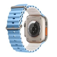 E2M APPLE WATCH 38-40-41MM KRD-28 OCEAN ÇİFT RENKLİ AÇIK MAVİ KORDON