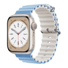 E2M APPLE WATCH 38-40-41MM KRD-28 OCEAN ÇİFT RENKLİ AÇIK MAVİ KORDON