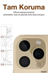 Binano Iphone 13 Pro/13 Pro Max Taşlı Gold Kamera Koruyucu