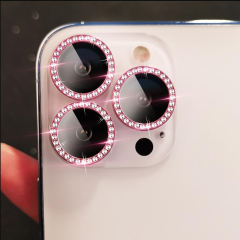Binano Iphone 11 Pro/11 Pro Max/12 Pro Taşlı Pembe Kamera Koruyucu