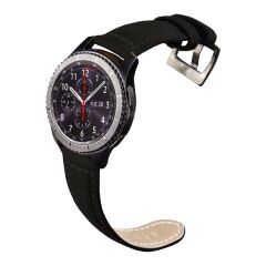 E2M Samsung Watch 22mm KRD-21 Süet Siyah Kordon
