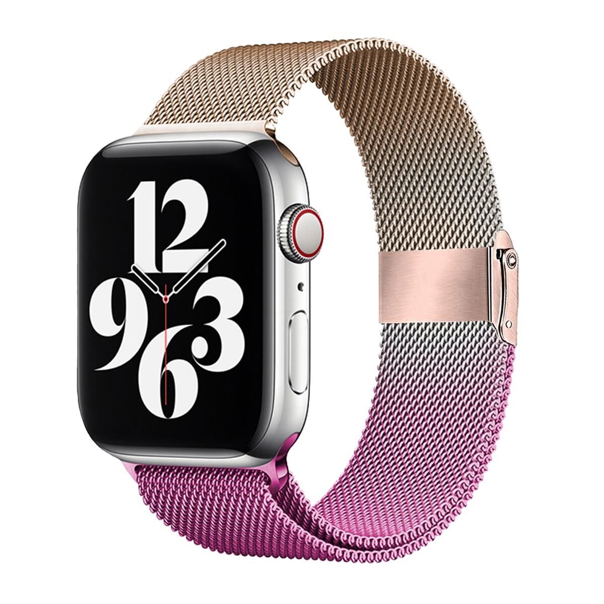 E2M APPLE WATCH 38-40-41MM KRD-31 METAL ÇİFT RENKLİ PEMBE KORDON
