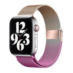 E2M APPLE WATCH 38-40-41MM KRD-31 METAL ÇİFT RENKLİ PEMBE KORDON