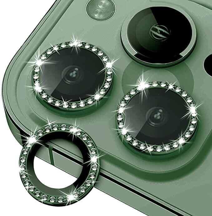 Binano Iphone 13/13 Mini Taşlı Yeşil Kamera Koruyucu
