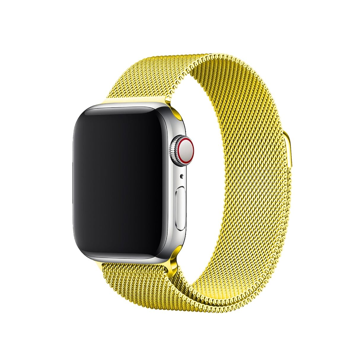 E2M Apple Watch 42-44-45-46-49mm KRD-01 Metal Hasır Sarı  Kordon