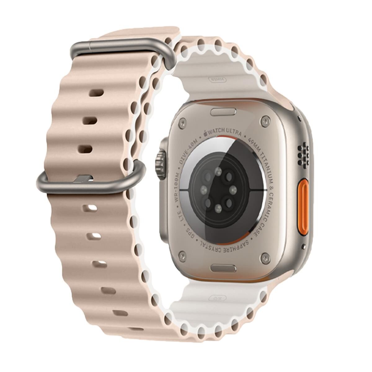 E2M APPLE WATCH 38-40-41MM KRD-28 OCEAN ÇİFT RENKLİ KREM KORDON