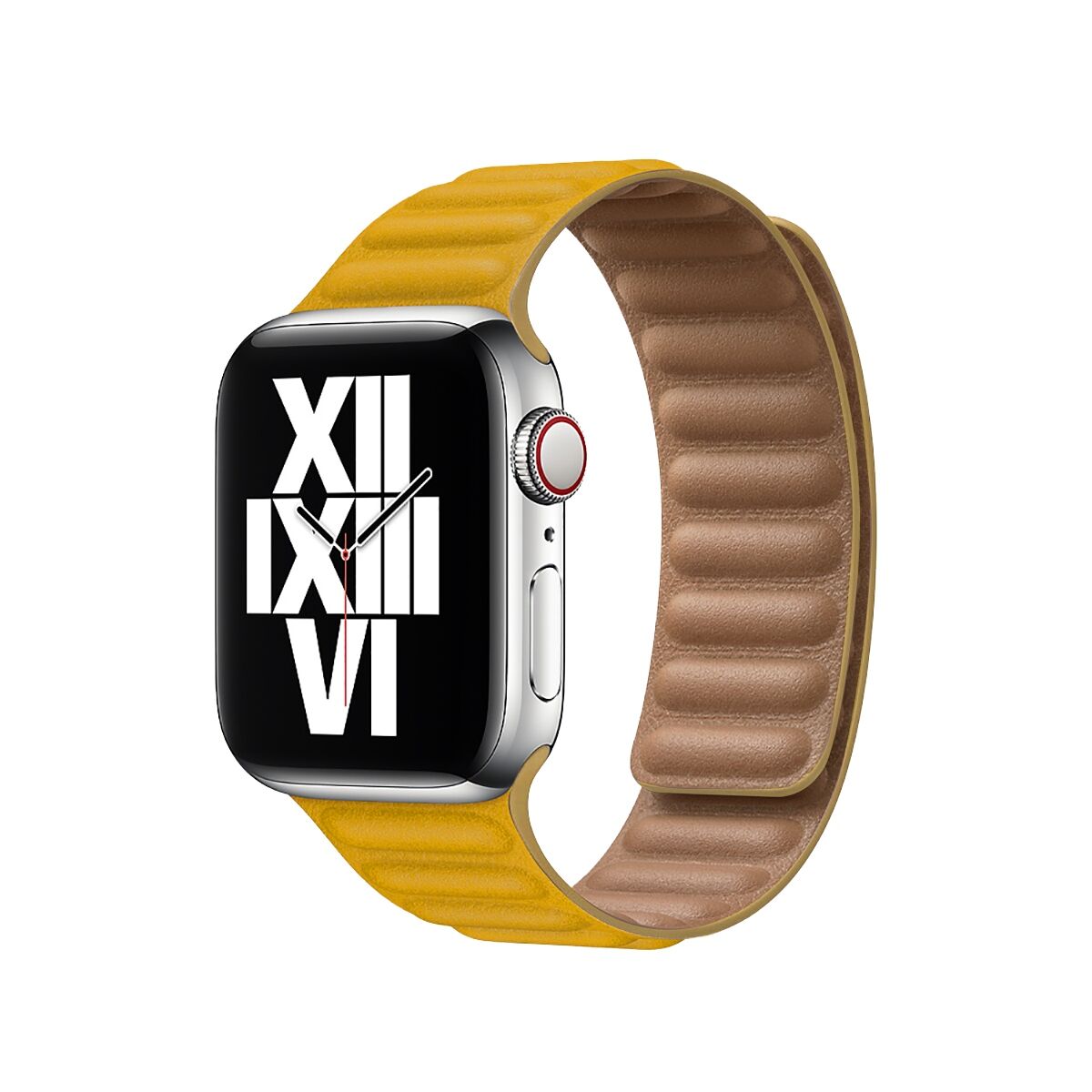 E2M Apple Watch 42-44-45-46-49mm KRD-14 Deri Sarı Kordon