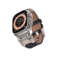E2M APPLE WATCH 42-44-45-46-49MM KRD-32 DERİ KORDON SİYAH