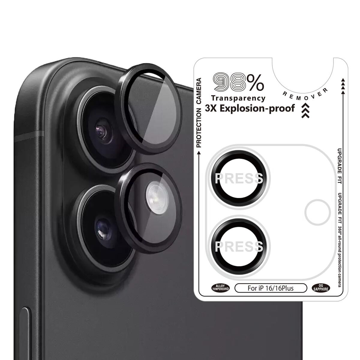 BİNANO IPHONE 16/16 PLUS SAFİR SİYAH KAMERA KORUYUCU